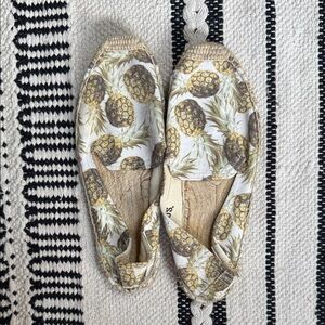 Soludos Pineapple Print Espadrilles - Cream and Brown